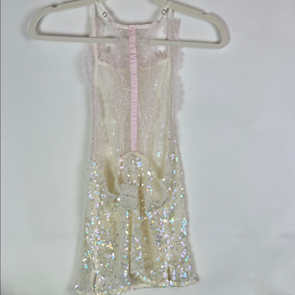 NWT Sequin Lace Halter Top Cream Free People - Picture 6 of 13